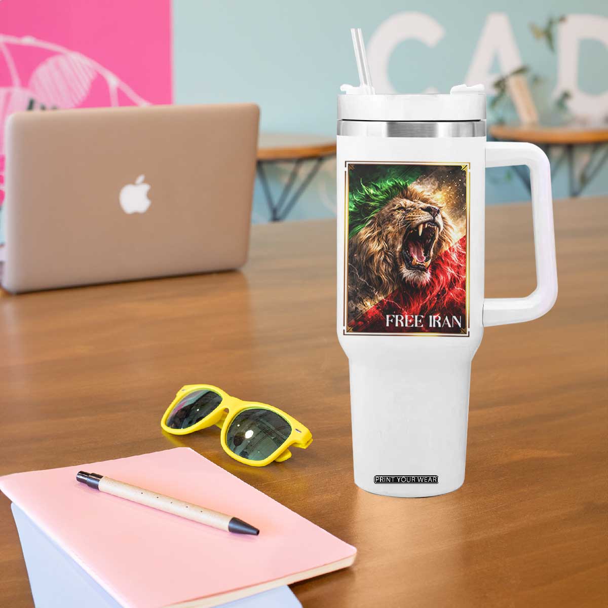 Free Iran Lion Tumbler With Handle Freedom Resistance Solidarity Movement Gift TS12 Print Your Wear