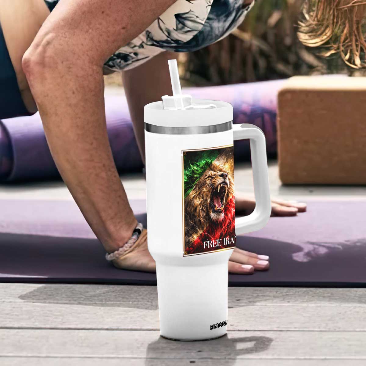 Free Iran Lion Tumbler With Handle Freedom Resistance Solidarity Movement Gift TS12 Print Your Wear