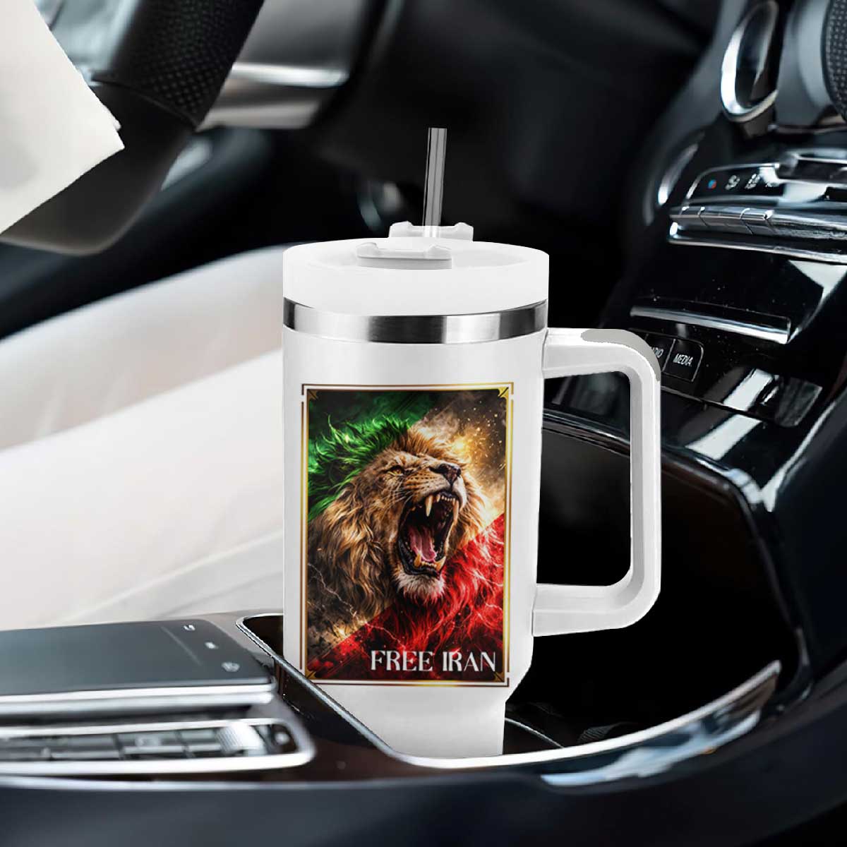 Free Iran Lion Tumbler With Handle Freedom Resistance Solidarity Movement Gift TS12 Print Your Wear