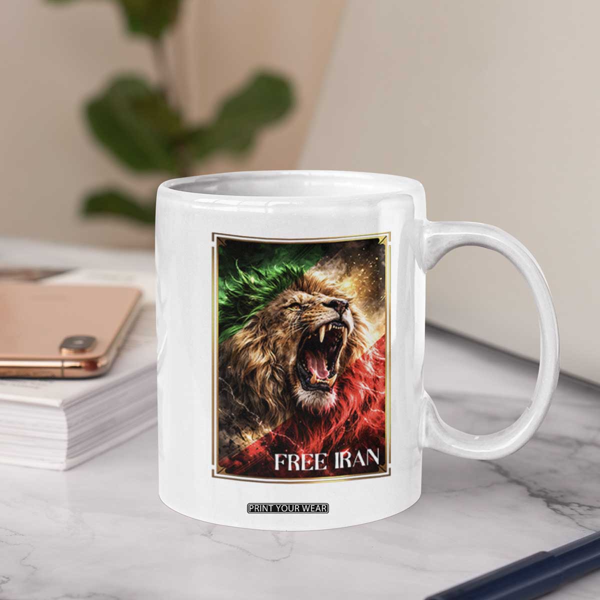 Free Iran Lion Coffee Mug Freedom Resistance Solidarity Movement Gift TS12 Print Your Wear