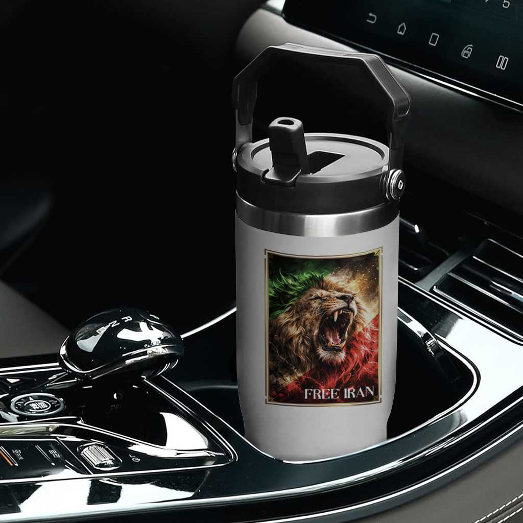 Free Iran Lion Flip Straw Tumbler Freedom Resistance Solidarity Movement Gift TS12 Print Your Wear