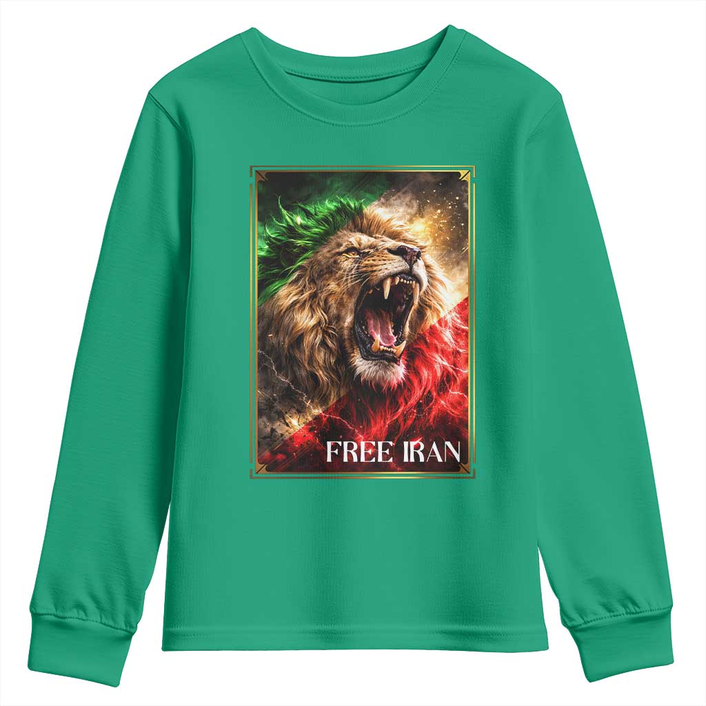Free Iran Lion Youth Sweatshirt Freedom Resistance Solidarity Movement Gift TS12 Irish Green Print Your Wear