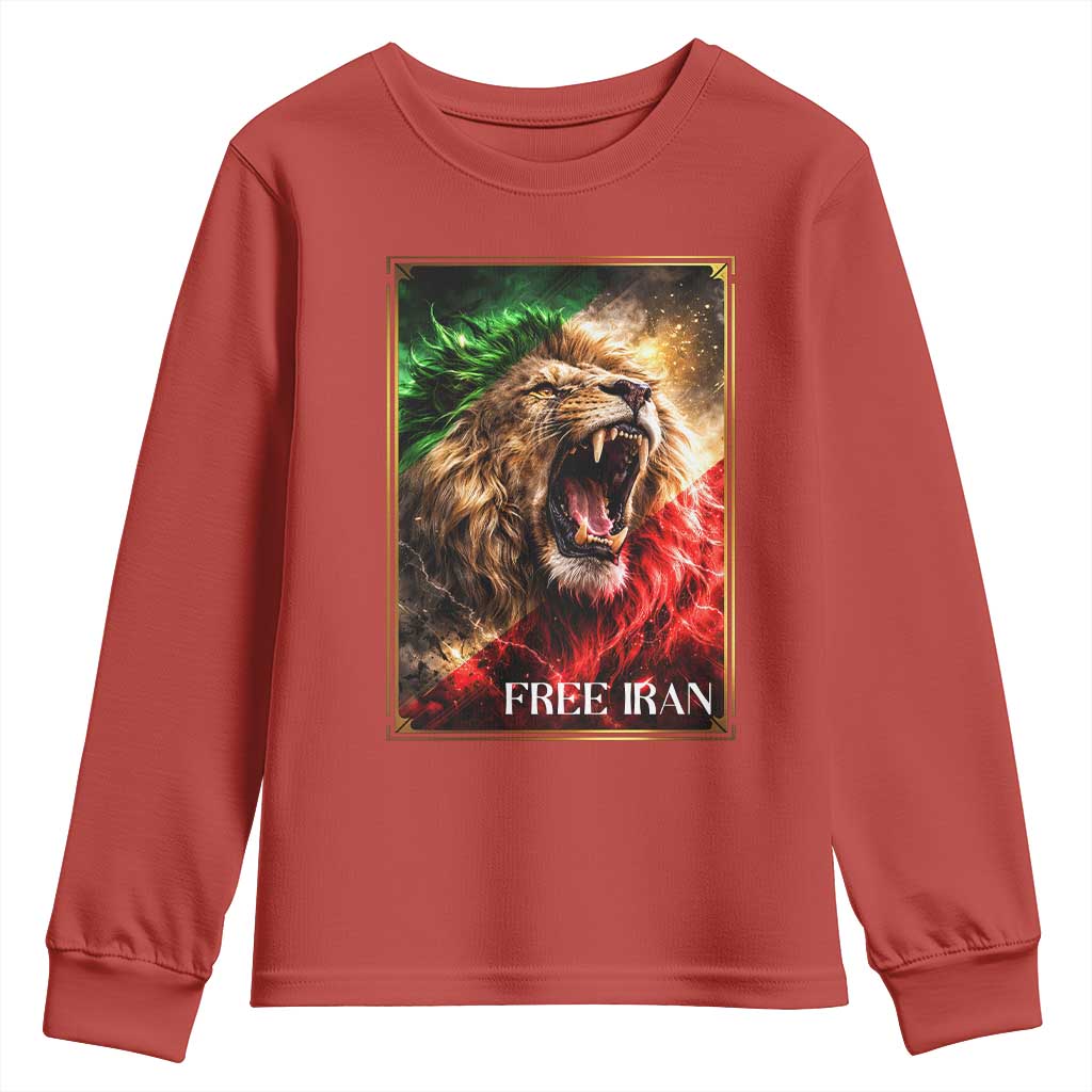 Free Iran Lion Youth Sweatshirt Freedom Resistance Solidarity Movement Gift TS12 Red Print Your Wear