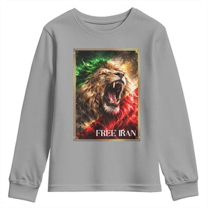 Free Iran Lion Youth Sweatshirt Freedom Resistance Solidarity Movement Gift TS12 Sport Gray Print Your Wear