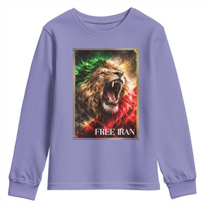 Free Iran Lion Youth Sweatshirt Freedom Resistance Solidarity Movement Gift TS12 Violet Print Your Wear