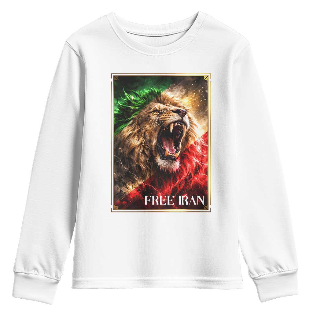 Free Iran Lion Youth Sweatshirt Freedom Resistance Solidarity Movement Gift TS12 White Print Your Wear
