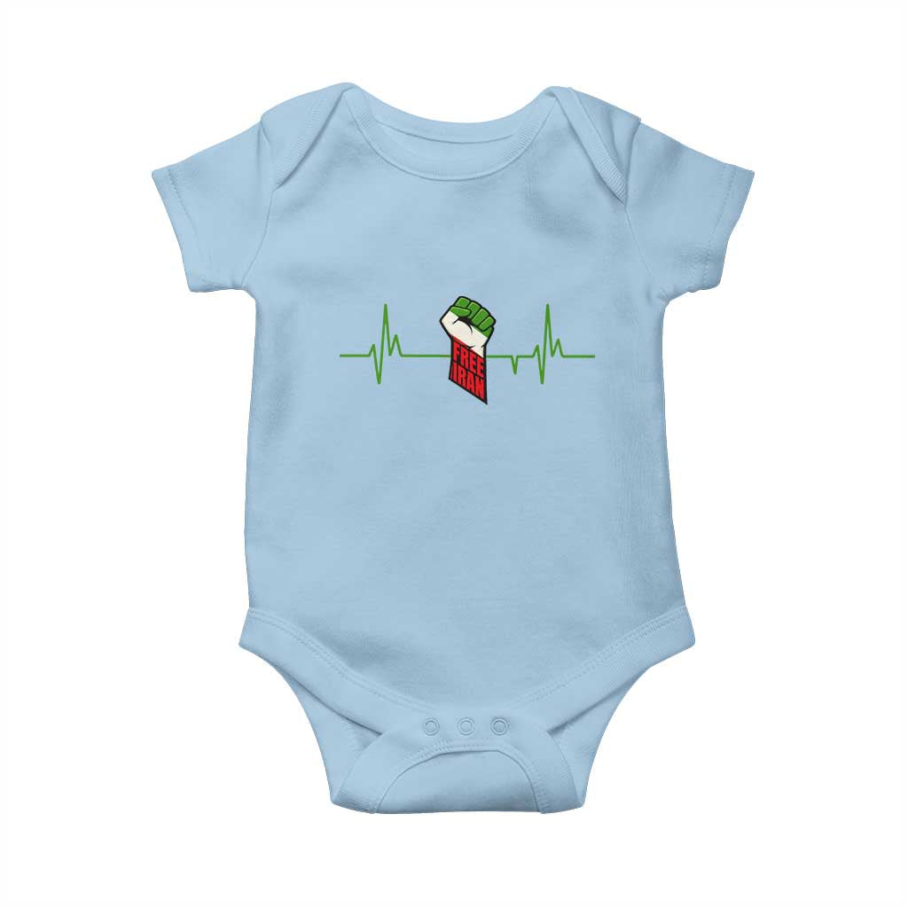 Free Iran Baby Onesie Patriotic Heartbeat Flag Movement Gift TS12 Light Blue Print Your Wear