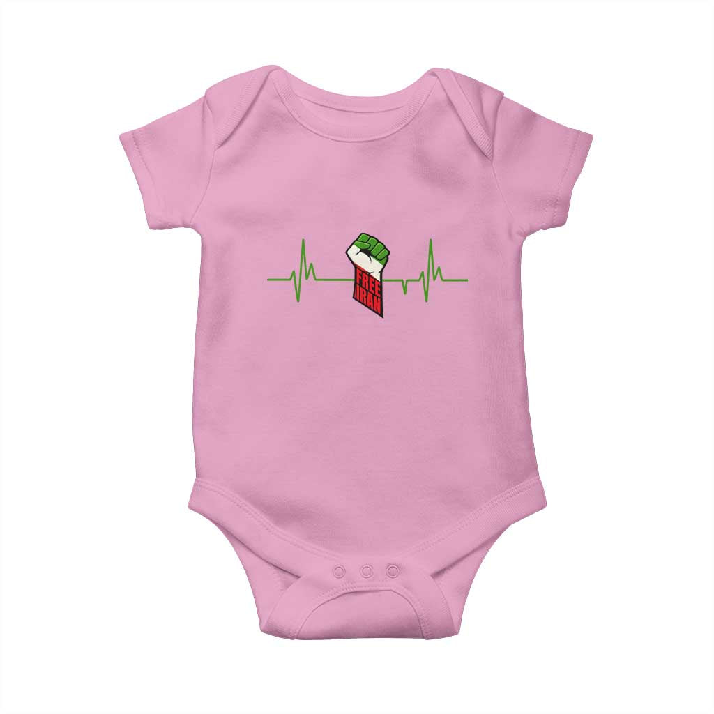 Free Iran Baby Onesie Patriotic Heartbeat Flag Movement Gift TS12 Light Pink Print Your Wear