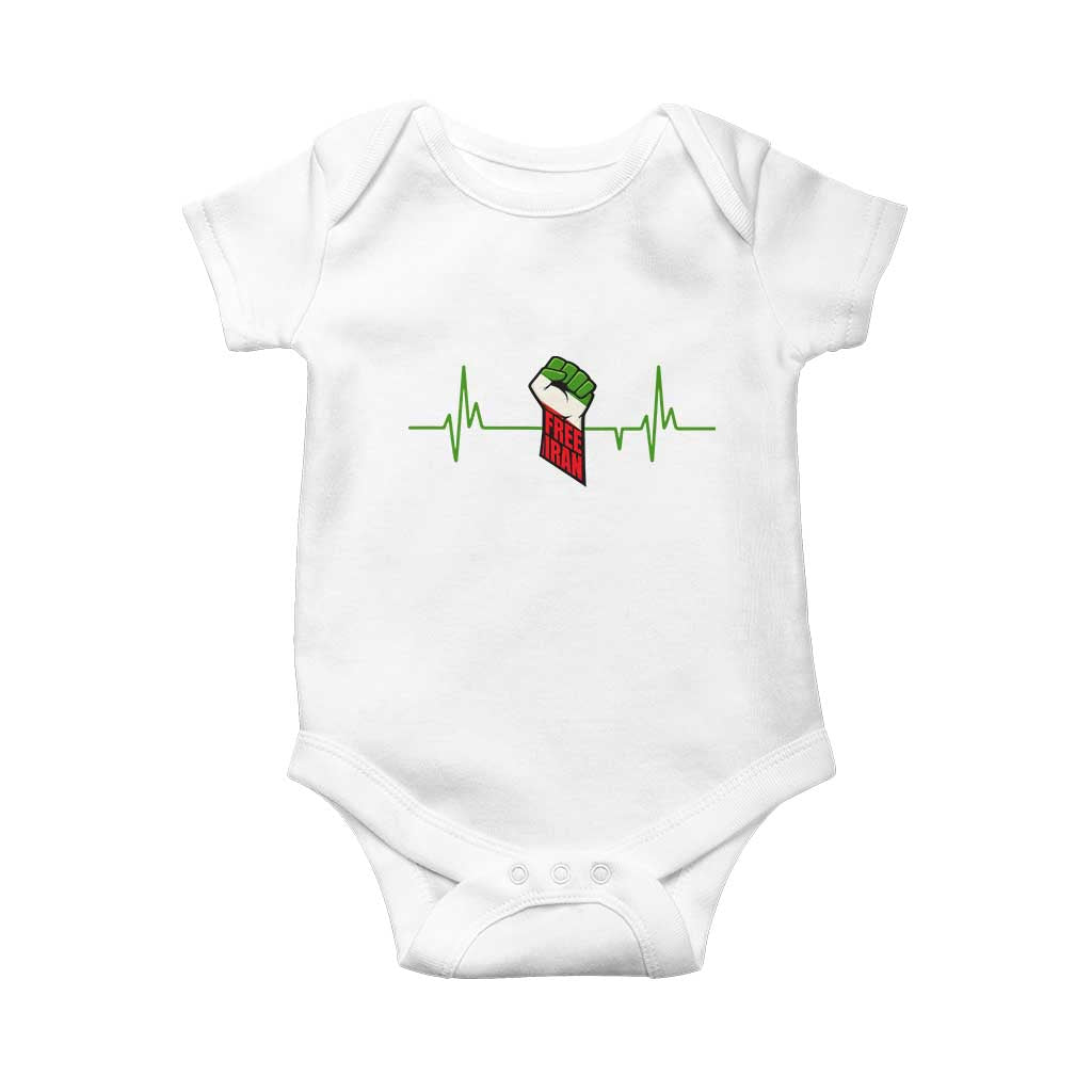Free Iran Baby Onesie Patriotic Heartbeat Flag Movement Gift TS12 White Print Your Wear