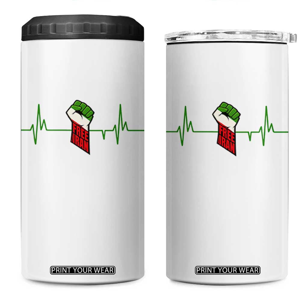 Free Iran 4 in 1 Can Cooler Tumbler Patriotic Heartbeat Flag Movement Gift TS12 One Size: 16 oz White Print Your Wear
