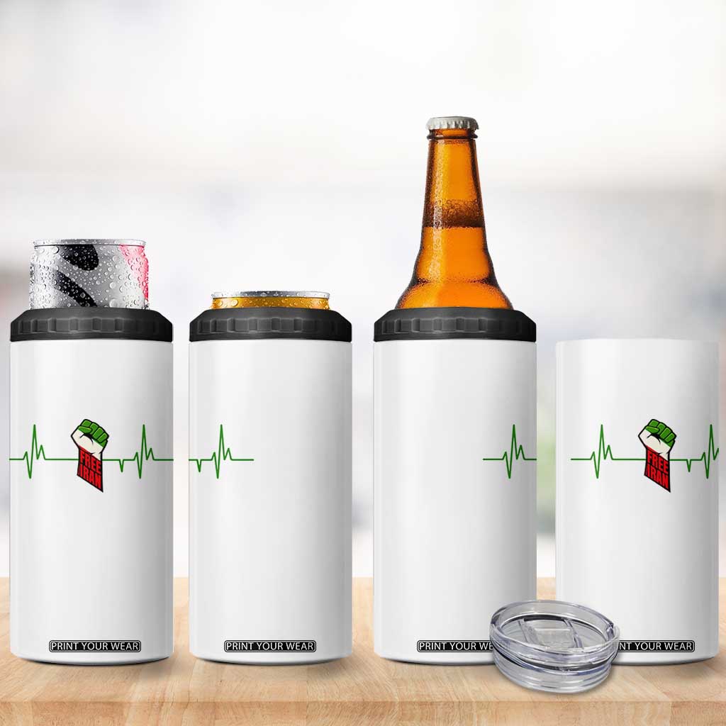 Free Iran 4 in 1 Can Cooler Tumbler Patriotic Heartbeat Flag Movement Gift TS12 Print Your Wear
