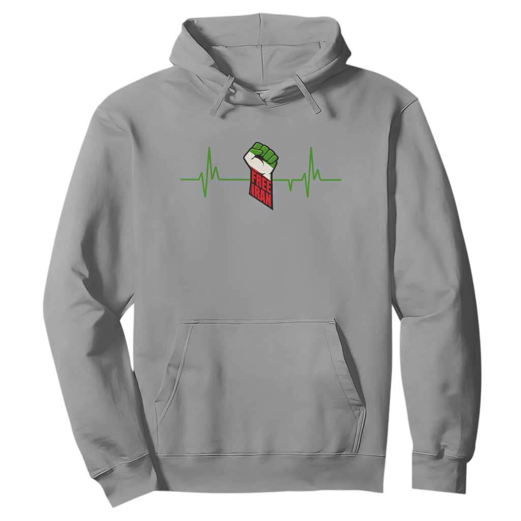 Free Iran Hoodie Patriotic Heartbeat Flag Movement Gift TS12 Sport Gray Print Your Wear