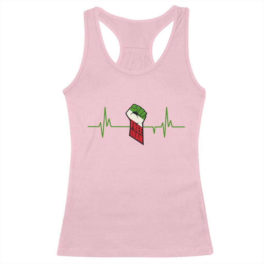 Free Iran Racerback Tank Top Patriotic Heartbeat Flag Movement Gift TS12 Light Pink Print Your Wear