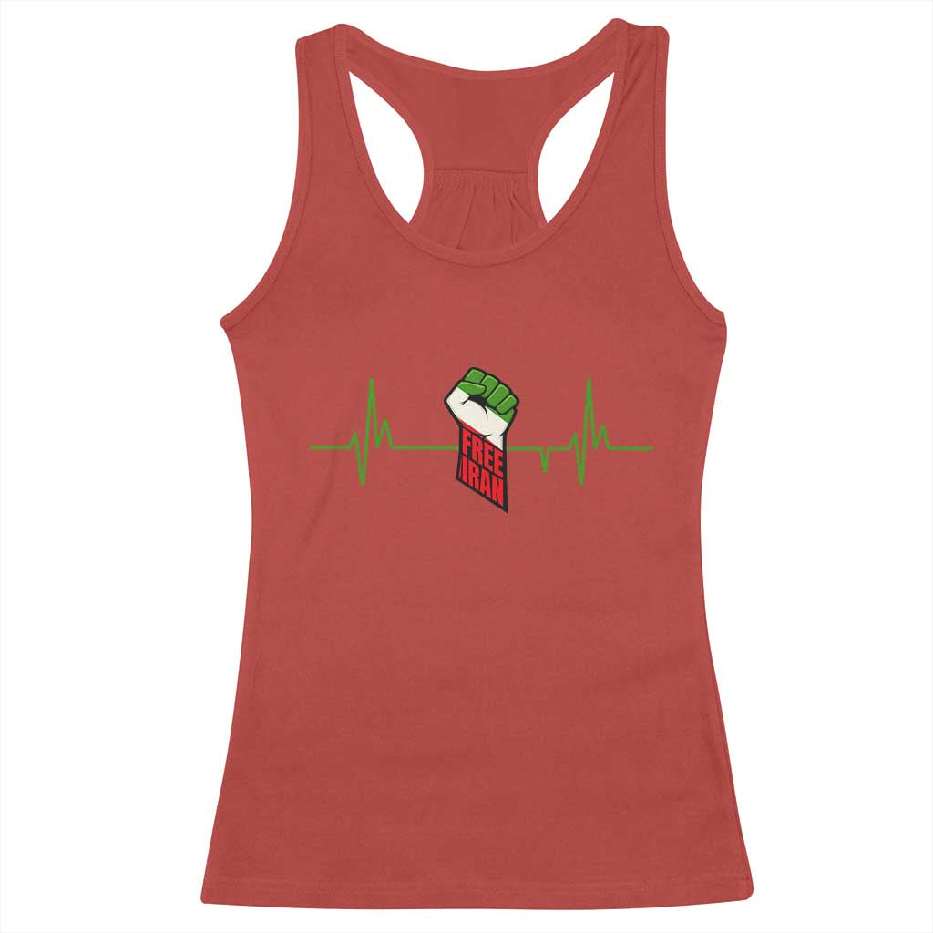 Free Iran Racerback Tank Top Patriotic Heartbeat Flag Movement Gift TS12 Red Print Your Wear