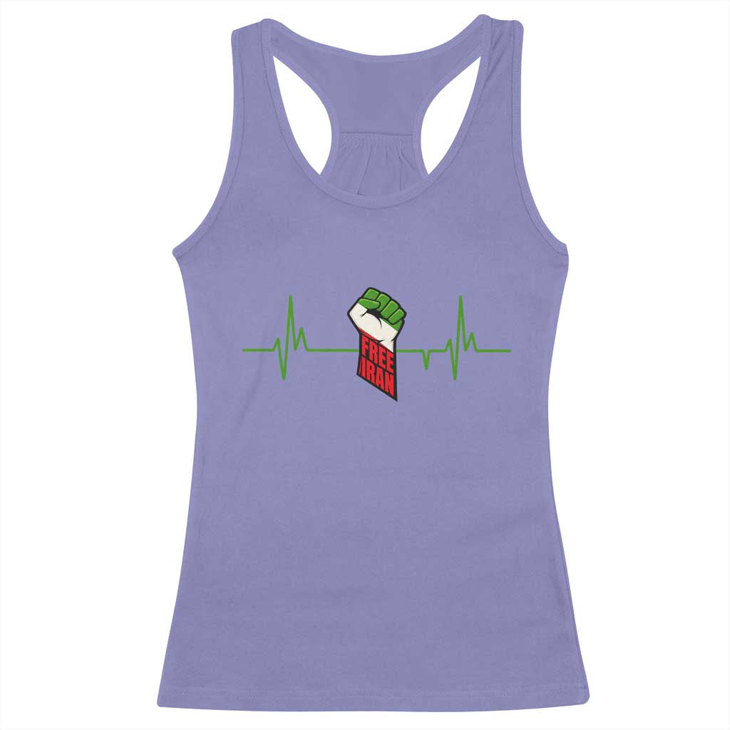Free Iran Racerback Tank Top Patriotic Heartbeat Flag Movement Gift TS12 Violet Print Your Wear