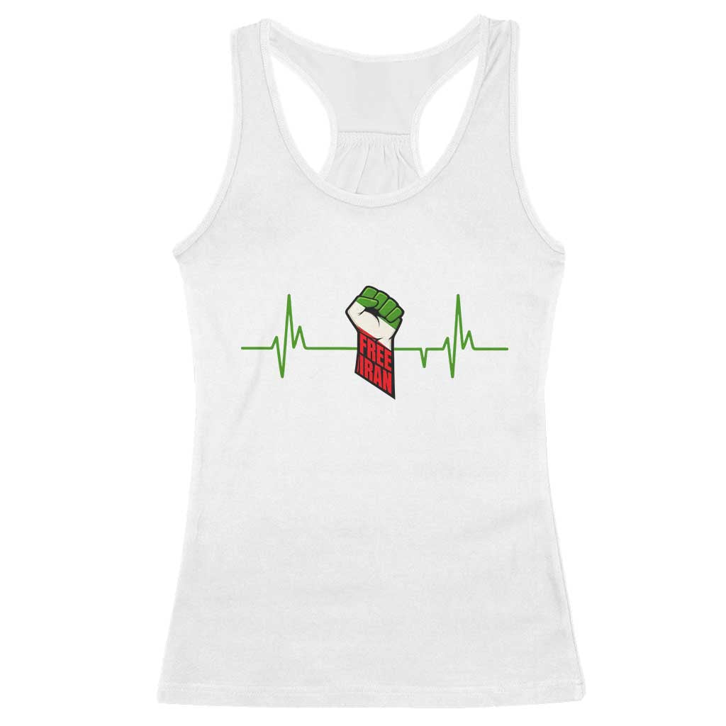 Free Iran Racerback Tank Top Patriotic Heartbeat Flag Movement Gift TS12 White Print Your Wear
