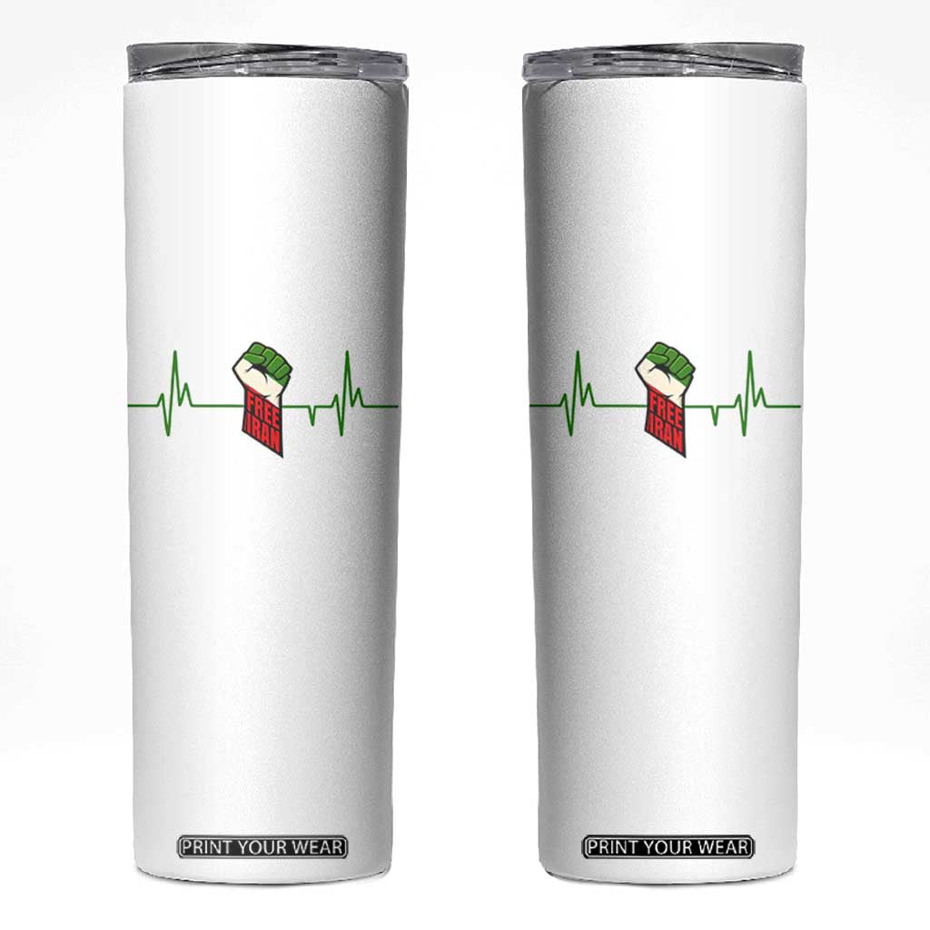 Free Iran Skinny Tumbler Patriotic Heartbeat Flag Movement Gift TS12 White Print Your Wear