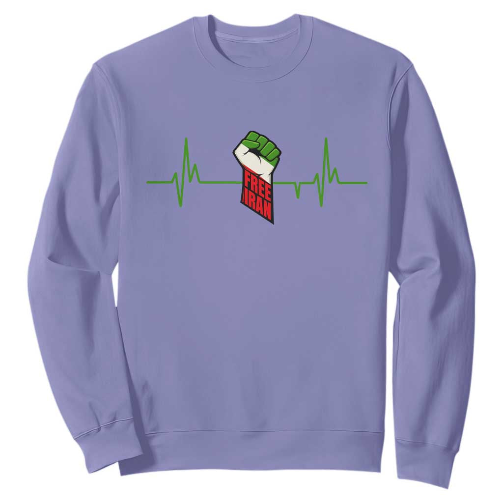 Free Iran Sweatshirt Patriotic Heartbeat Flag Movement Gift TS12 Violet Print Your Wear