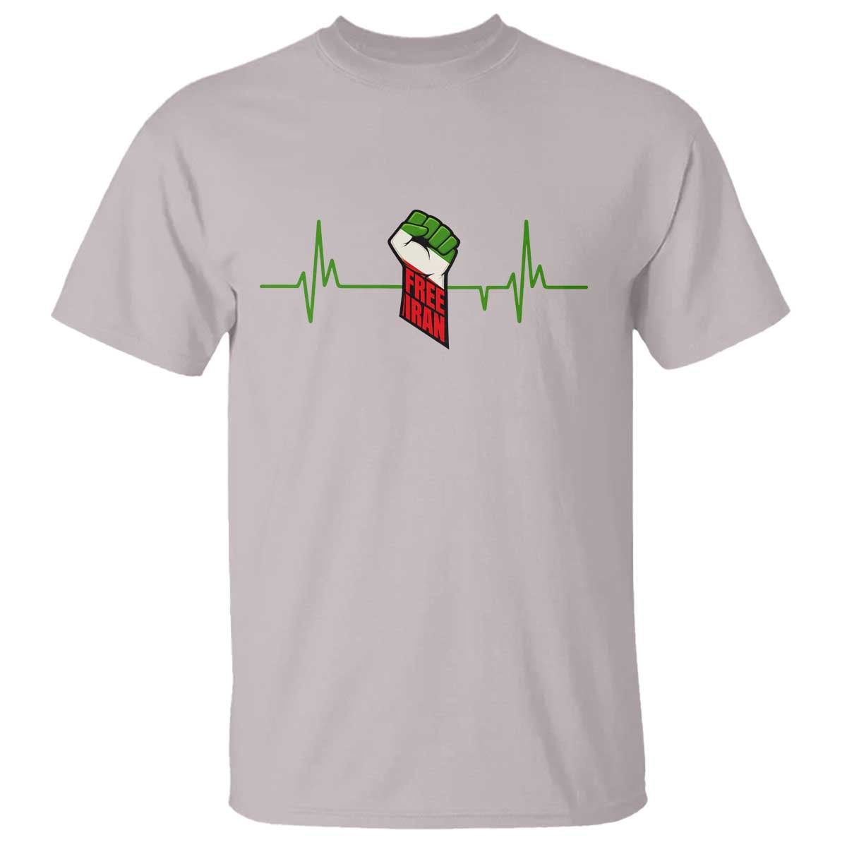Free Iran T Shirt Patriotic Heartbeat Flag Movement Gift TS12 Ice Gray Print Your Wear