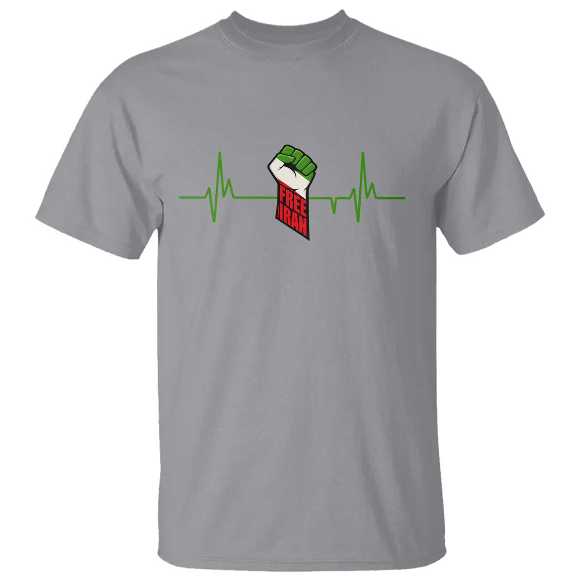 Free Iran T Shirt Patriotic Heartbeat Flag Movement Gift TS12 Sport Gray Print Your Wear