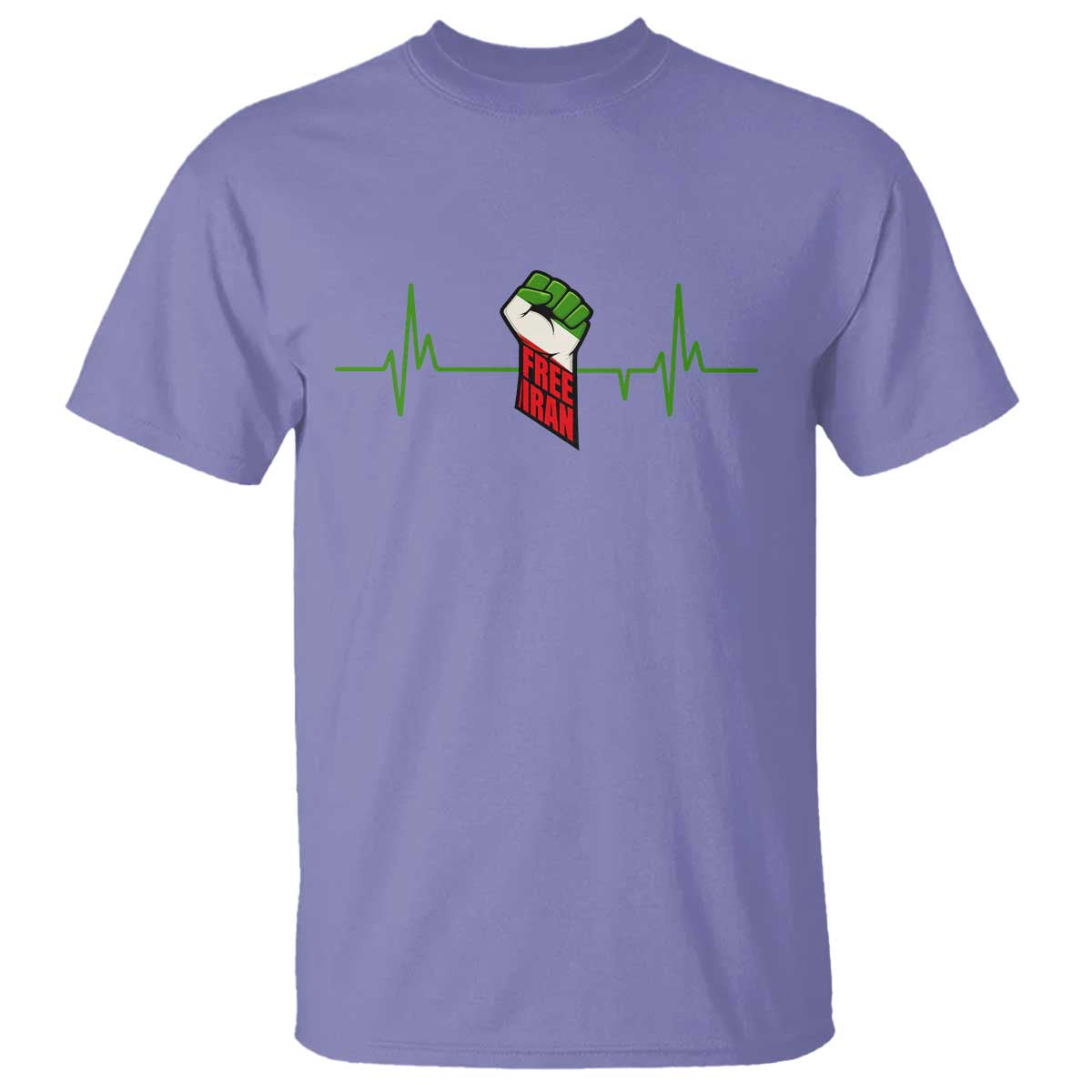 Free Iran T Shirt Patriotic Heartbeat Flag Movement Gift TS12 Violet Print Your Wear