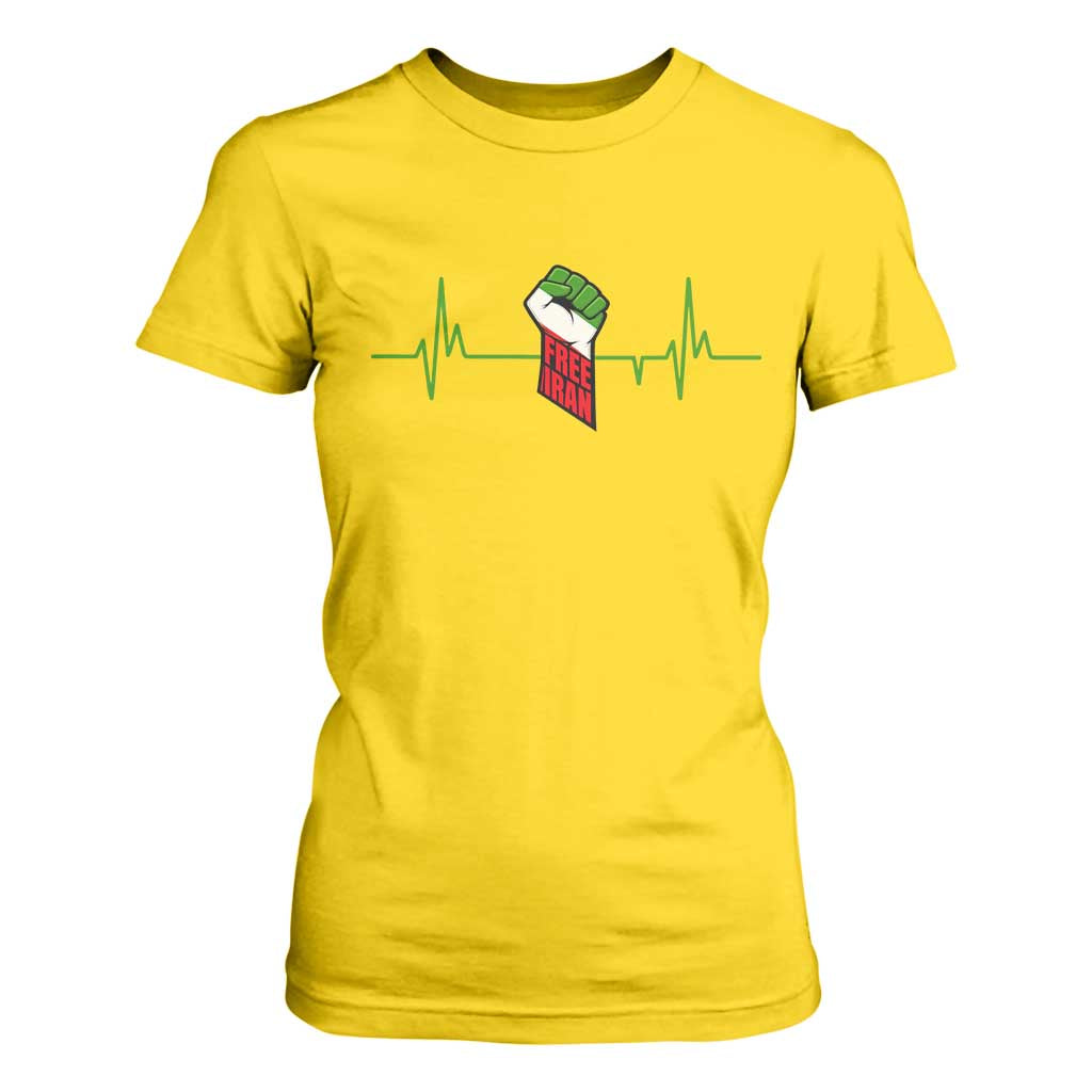 Free Iran T Shirt For Women Patriotic Heartbeat Flag Movement Gift TS12 Daisy Print Your Wear
