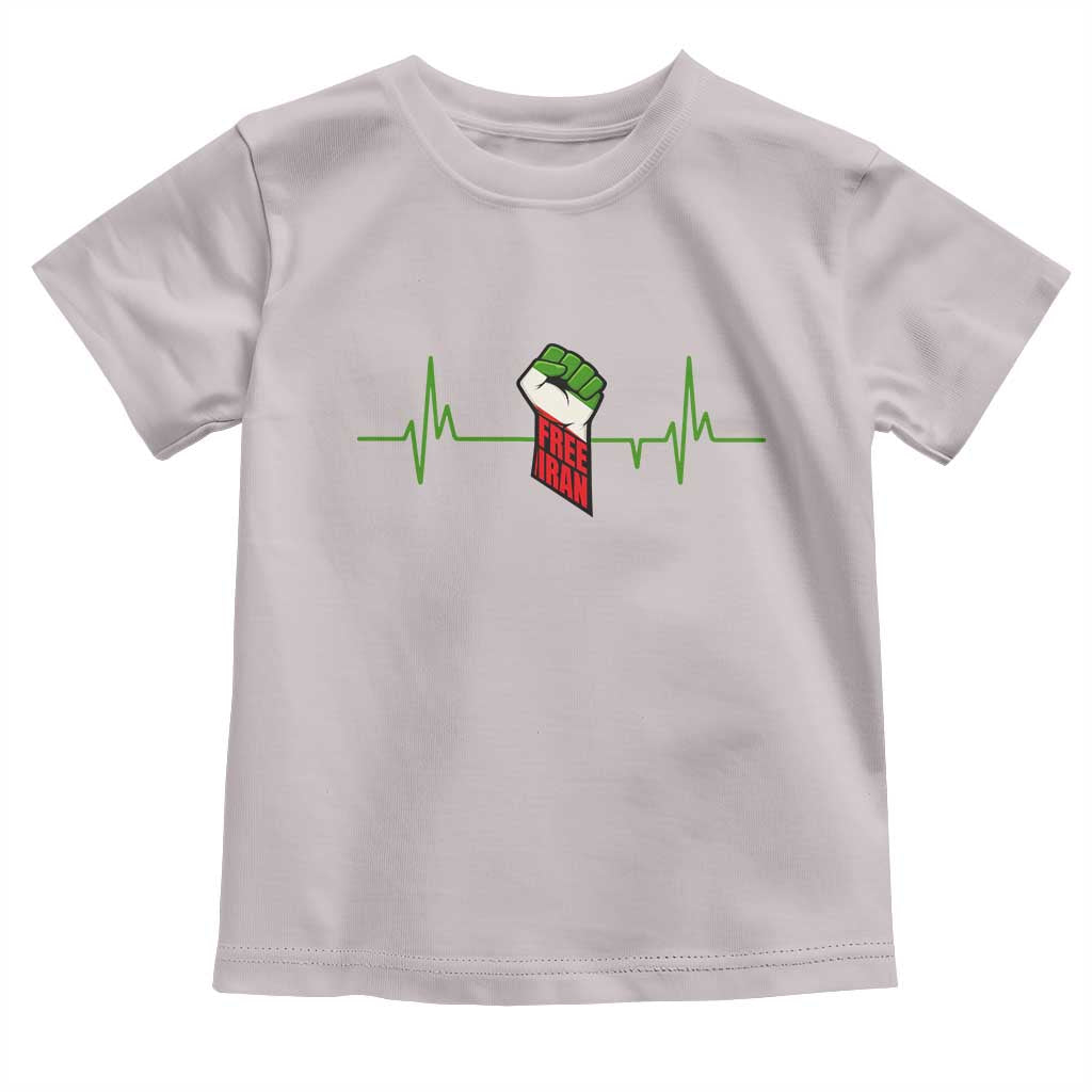 Free Iran Toddler T Shirt Patriotic Heartbeat Flag Movement Gift TS12 Ice Gray Print Your Wear