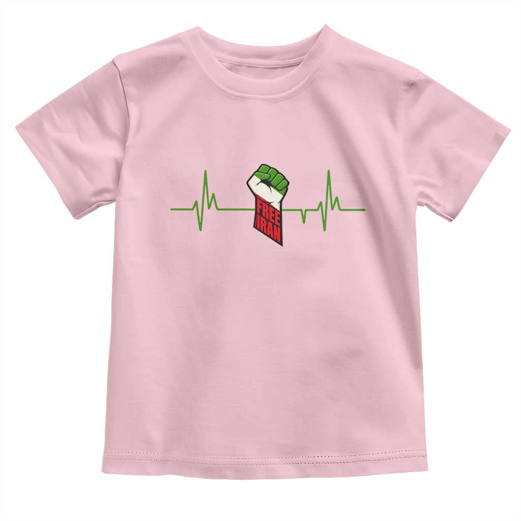 Free Iran Toddler T Shirt Patriotic Heartbeat Flag Movement Gift TS12 Light Pink Print Your Wear