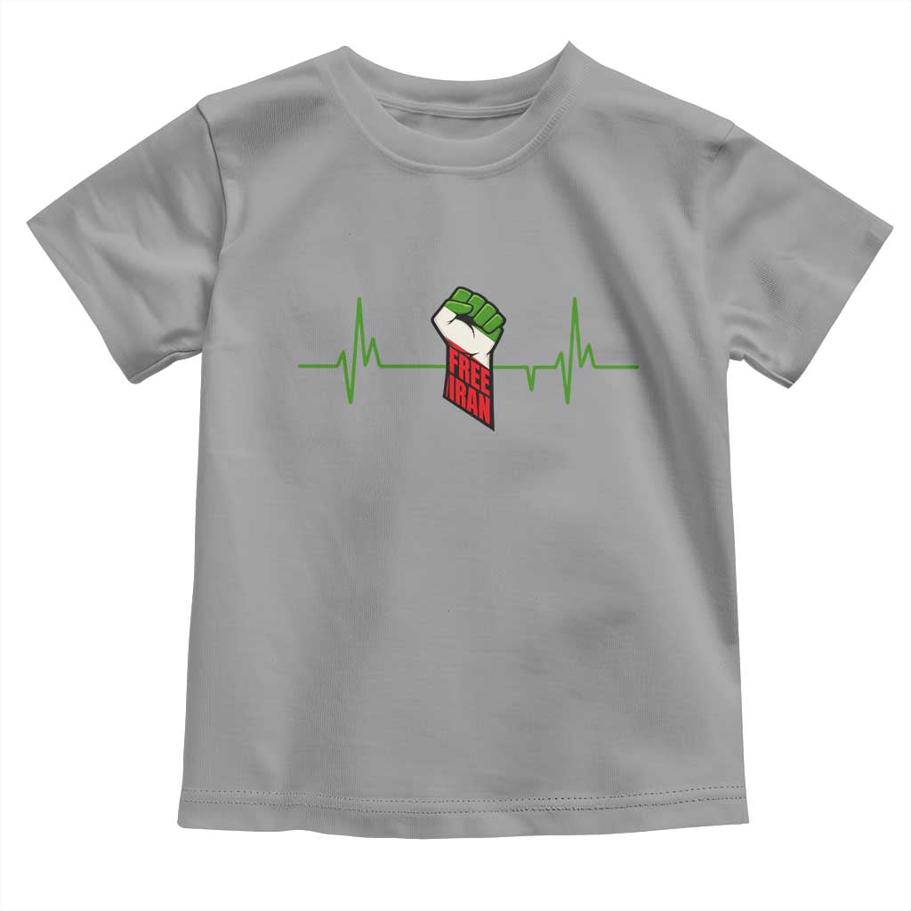 Free Iran Toddler T Shirt Patriotic Heartbeat Flag Movement Gift TS12 Sport Gray Print Your Wear