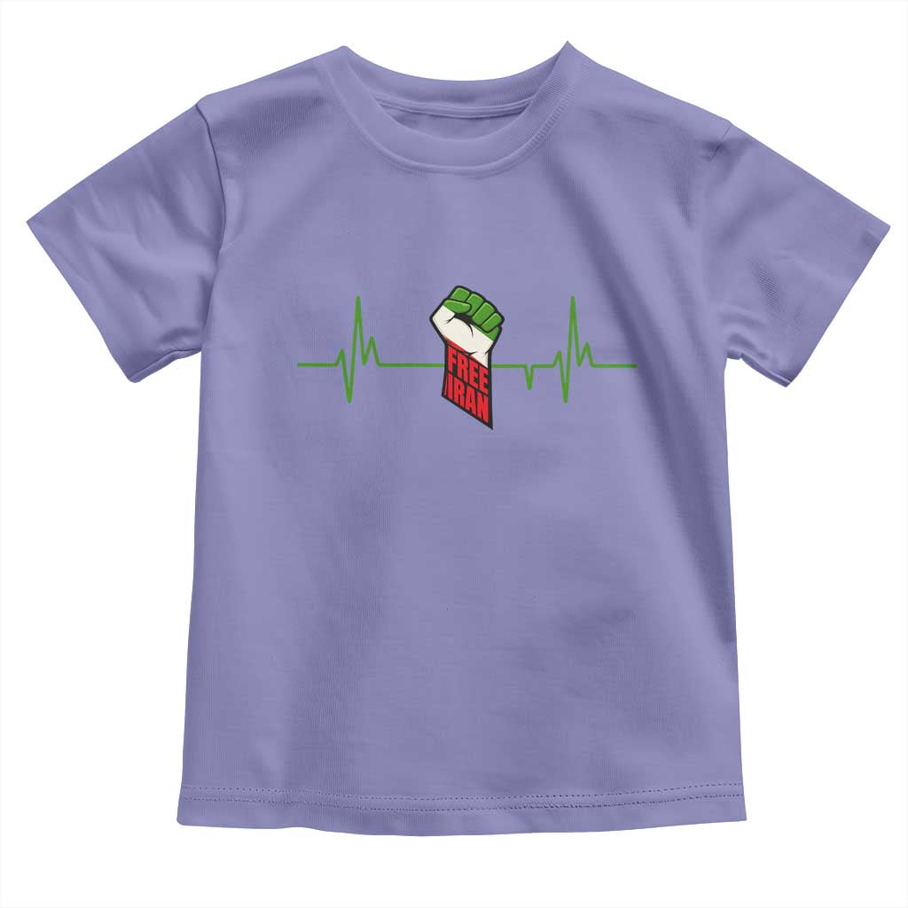 Free Iran Toddler T Shirt Patriotic Heartbeat Flag Movement Gift TS12 Violet Print Your Wear