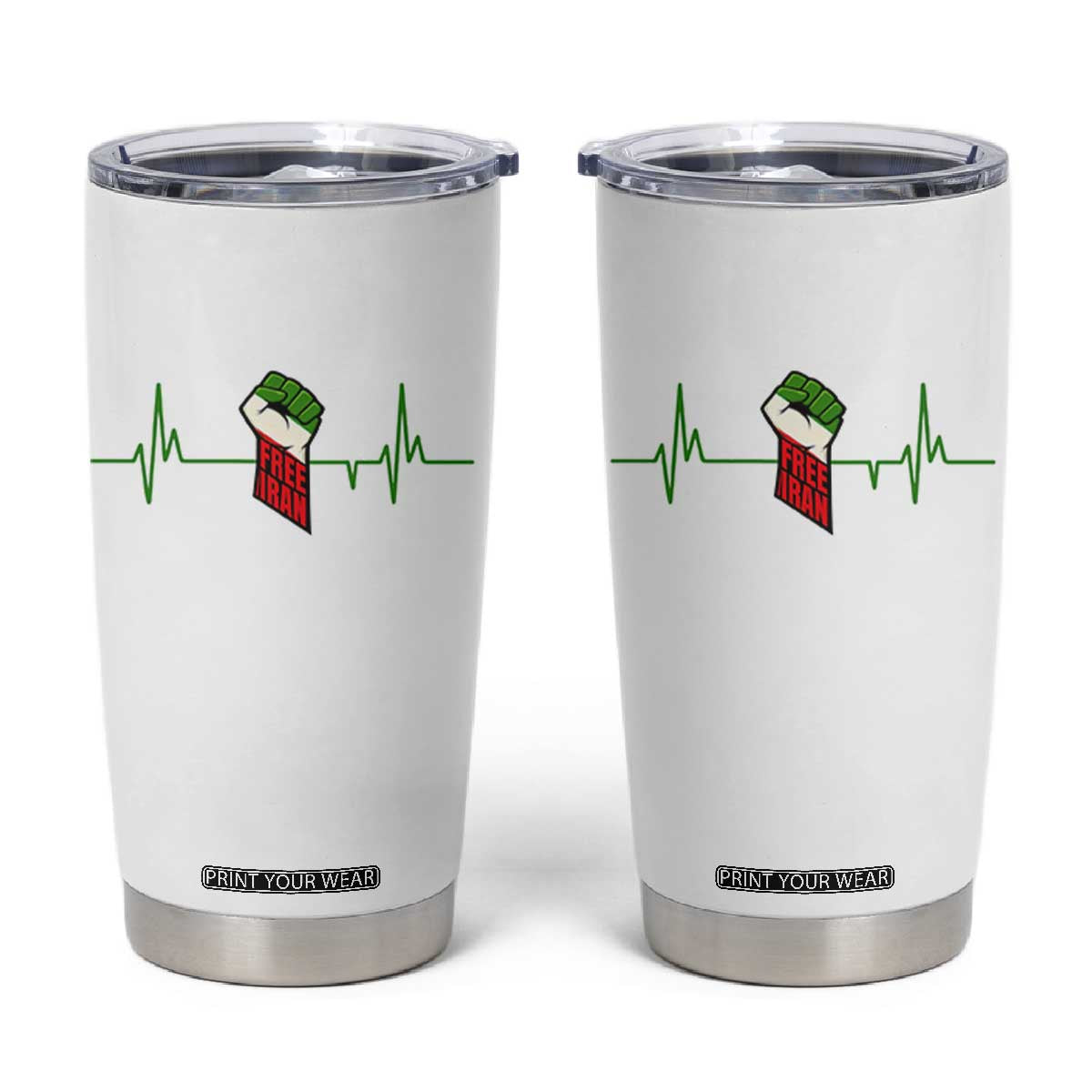 Free Iran Tumbler Cup Patriotic Heartbeat Flag Movement Gift TS12 White Print Your Wear