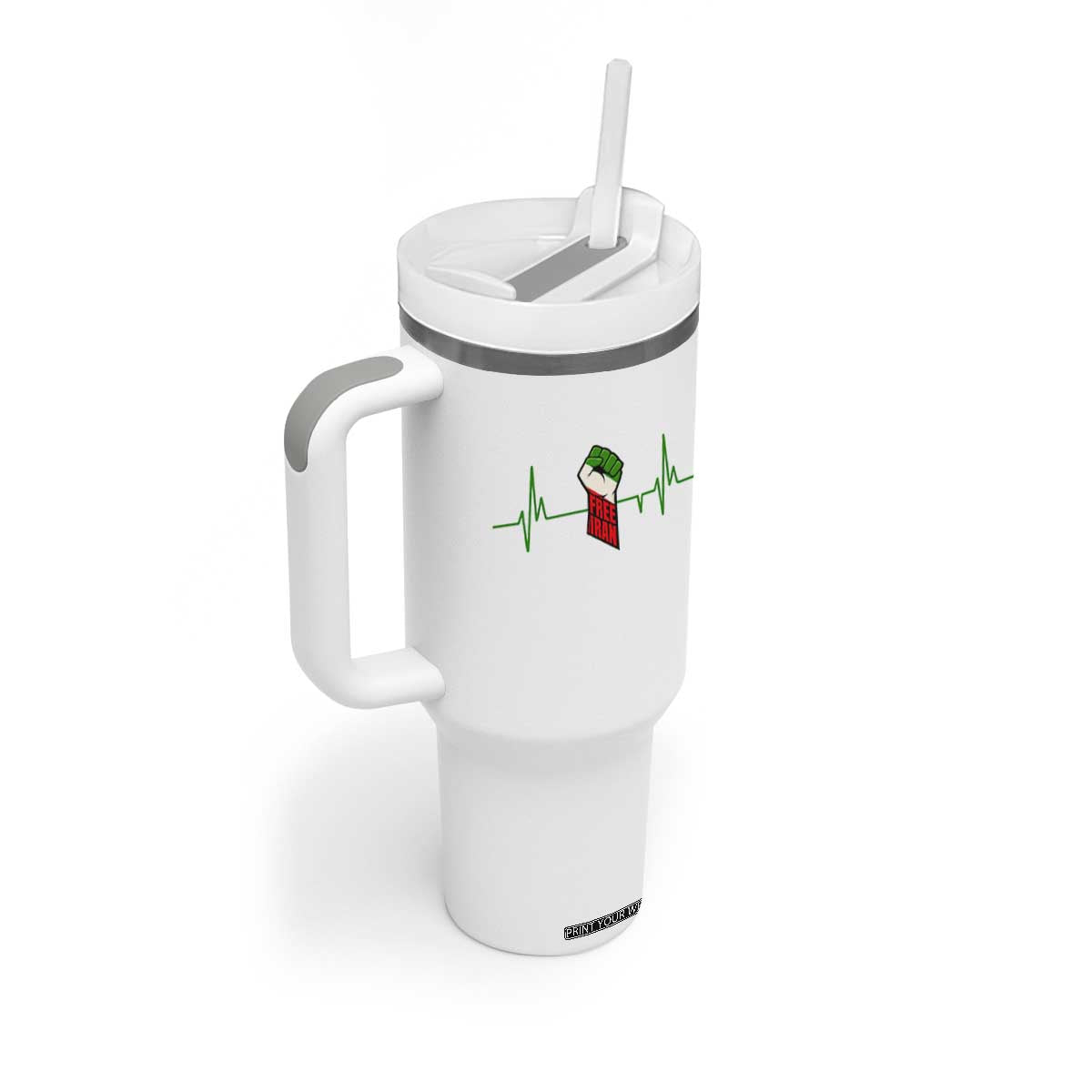 Free Iran Tumbler With Handle Patriotic Heartbeat Flag Movement Gift TS12 Print Your Wear