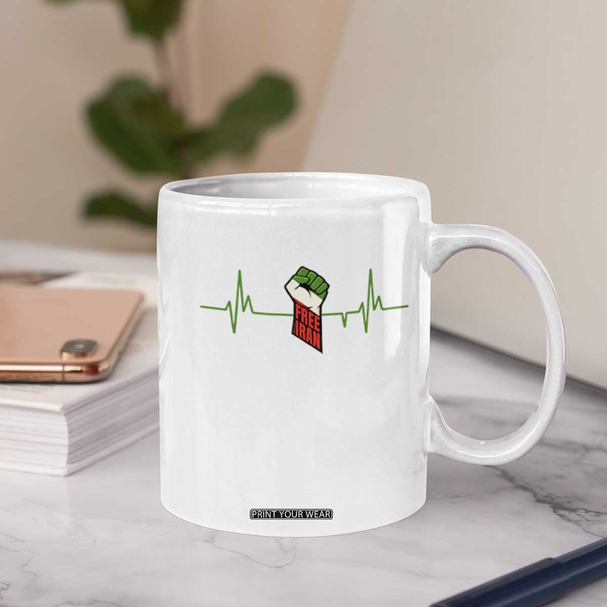 Free Iran Coffee Mug Patriotic Heartbeat Flag Movement Gift TS12 Print Your Wear