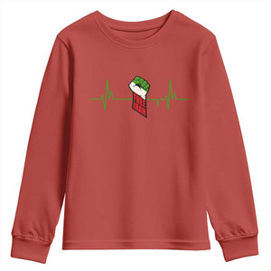 Free Iran Youth Sweatshirt Patriotic Heartbeat Flag Movement Gift TS12 Red Print Your Wear