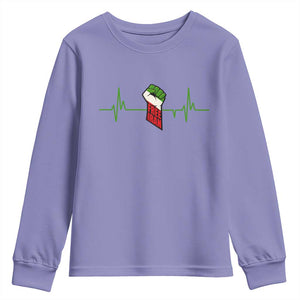 Free Iran Youth Sweatshirt Patriotic Heartbeat Flag Movement Gift TS12 Violet Print Your Wear
