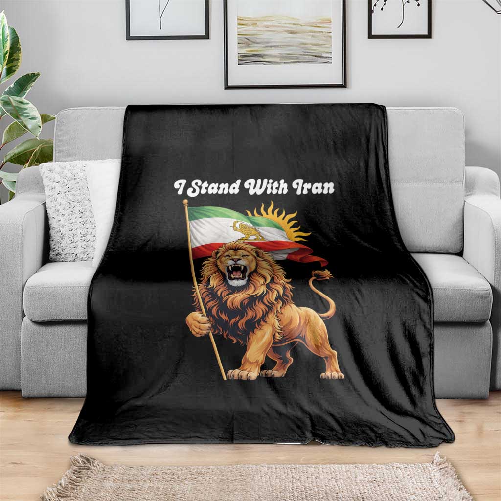 I Stand With Iran Throw Blanket Freedom Lion Patriotic Resistance Gift TS12 Print Your Wear