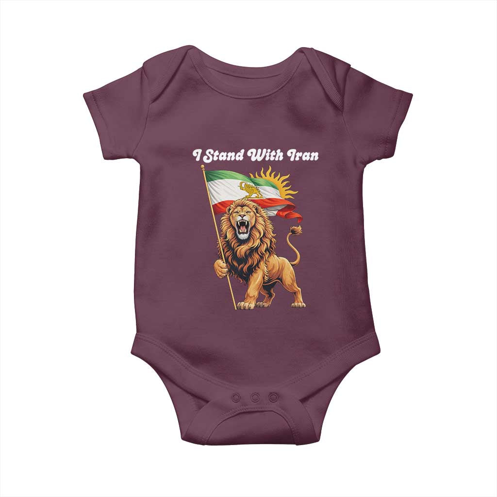 I Stand With Iran Baby Onesie Freedom Lion Patriotic Resistance Gift TS12 Maroon Print Your Wear