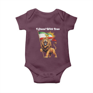 I Stand With Iran Baby Onesie Freedom Lion Patriotic Resistance Gift TS12 Maroon Print Your Wear