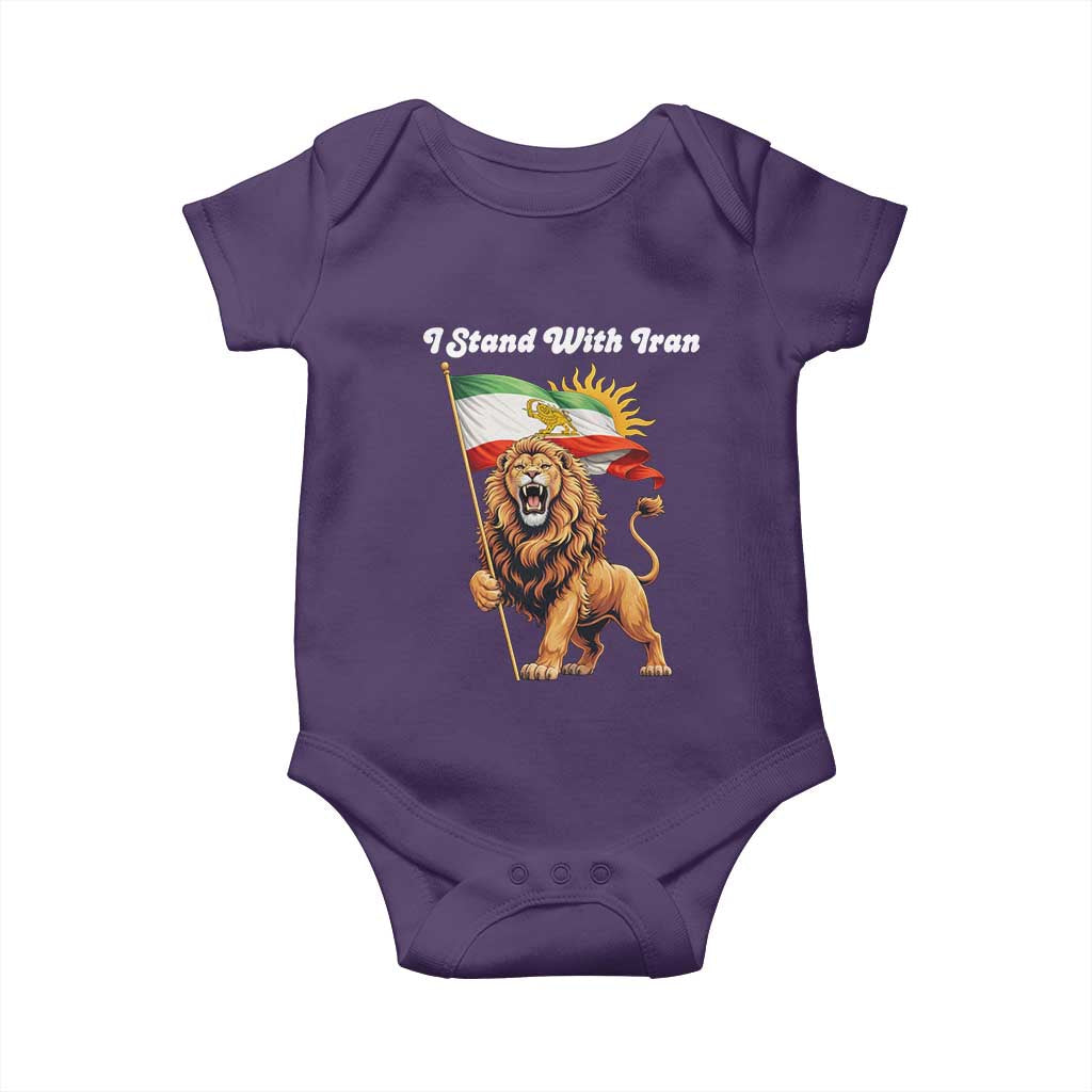I Stand With Iran Baby Onesie Freedom Lion Patriotic Resistance Gift TS12 Purple Print Your Wear