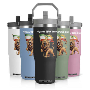 I Stand With Iran Flip Straw Tumbler Freedom Lion Patriotic Resistance Gift TS12 Print Your Wear