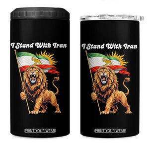 I Stand With Iran 4 in 1 Can Cooler Tumbler Freedom Lion Patriotic Resistance Gift TS12 One Size: 16 oz Black Print Your Wear