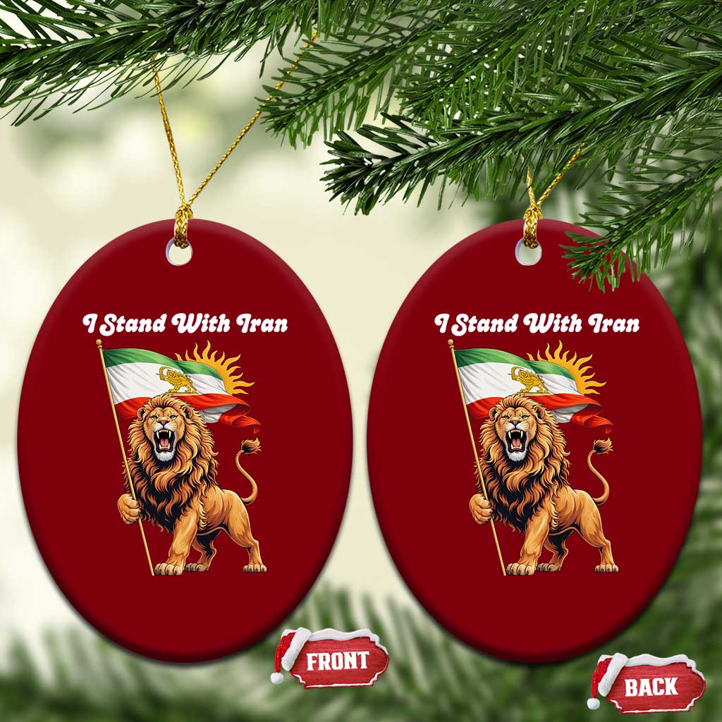 I Stand With Iran Ceramic Ornament Freedom Lion Patriotic Resistance Gift TS12 Print Your Wear