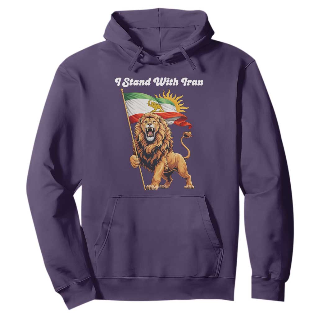 I Stand With Iran Hoodie Freedom Lion Patriotic Resistance Gift TS12 Purple Print Your Wear