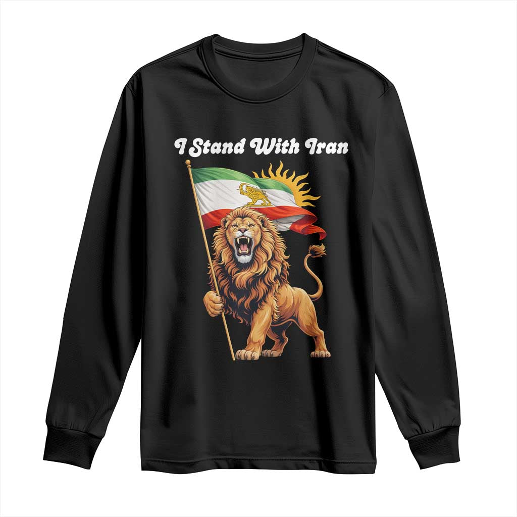 I Stand With Iran Long Sleeve Shirt Freedom Lion Patriotic Resistance Gift TS12 Black Print Your Wear