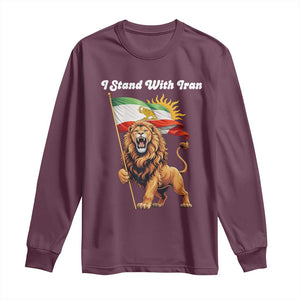 I Stand With Iran Long Sleeve Shirt Freedom Lion Patriotic Resistance Gift TS12 Maroon Print Your Wear