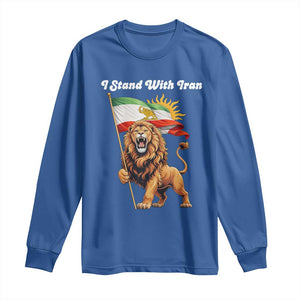 I Stand With Iran Long Sleeve Shirt Freedom Lion Patriotic Resistance Gift TS12 Royal Blue Print Your Wear