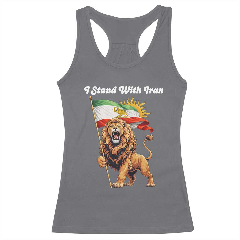 I Stand With Iran Racerback Tank Top Freedom Lion Patriotic Resistance Gift TS12 Charcoal Print Your Wear