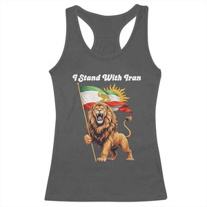 I Stand With Iran Racerback Tank Top Freedom Lion Patriotic Resistance Gift TS12 Dark Heather Print Your Wear