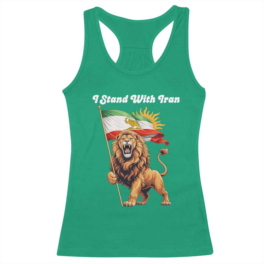 I Stand With Iran Racerback Tank Top Freedom Lion Patriotic Resistance Gift TS12 Irish Green Print Your Wear