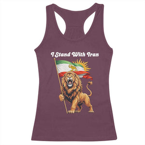 I Stand With Iran Racerback Tank Top Freedom Lion Patriotic Resistance Gift TS12 Maroon Print Your Wear
